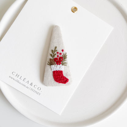 Christmas Embroidered Hair Clip
