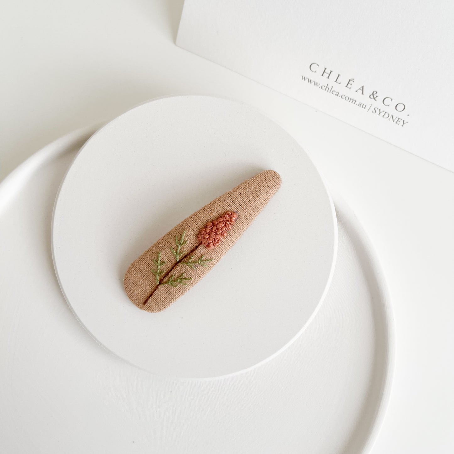 Terracotta Blossom | Flower Embroidered Hair Clip