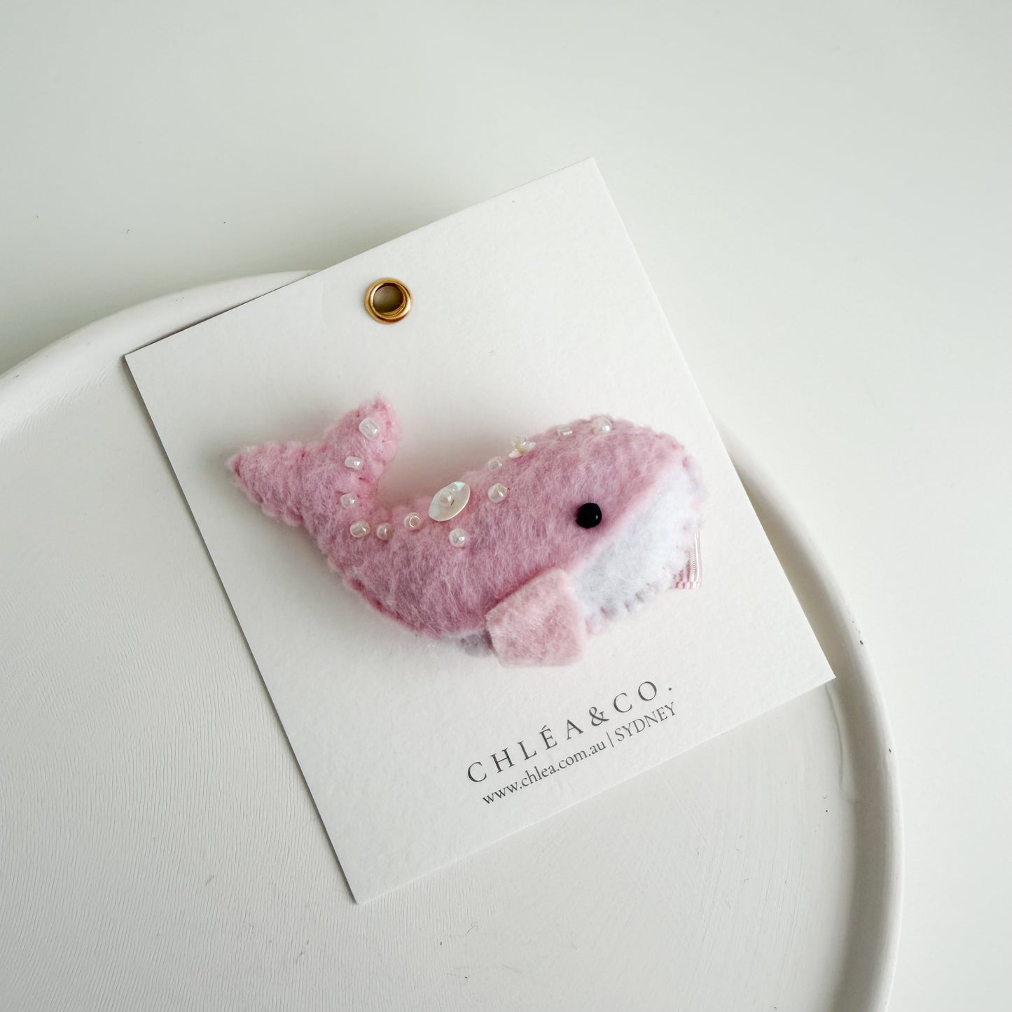 Whale Felt Clip | Pink