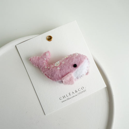 Whale Felt Clip | Pink