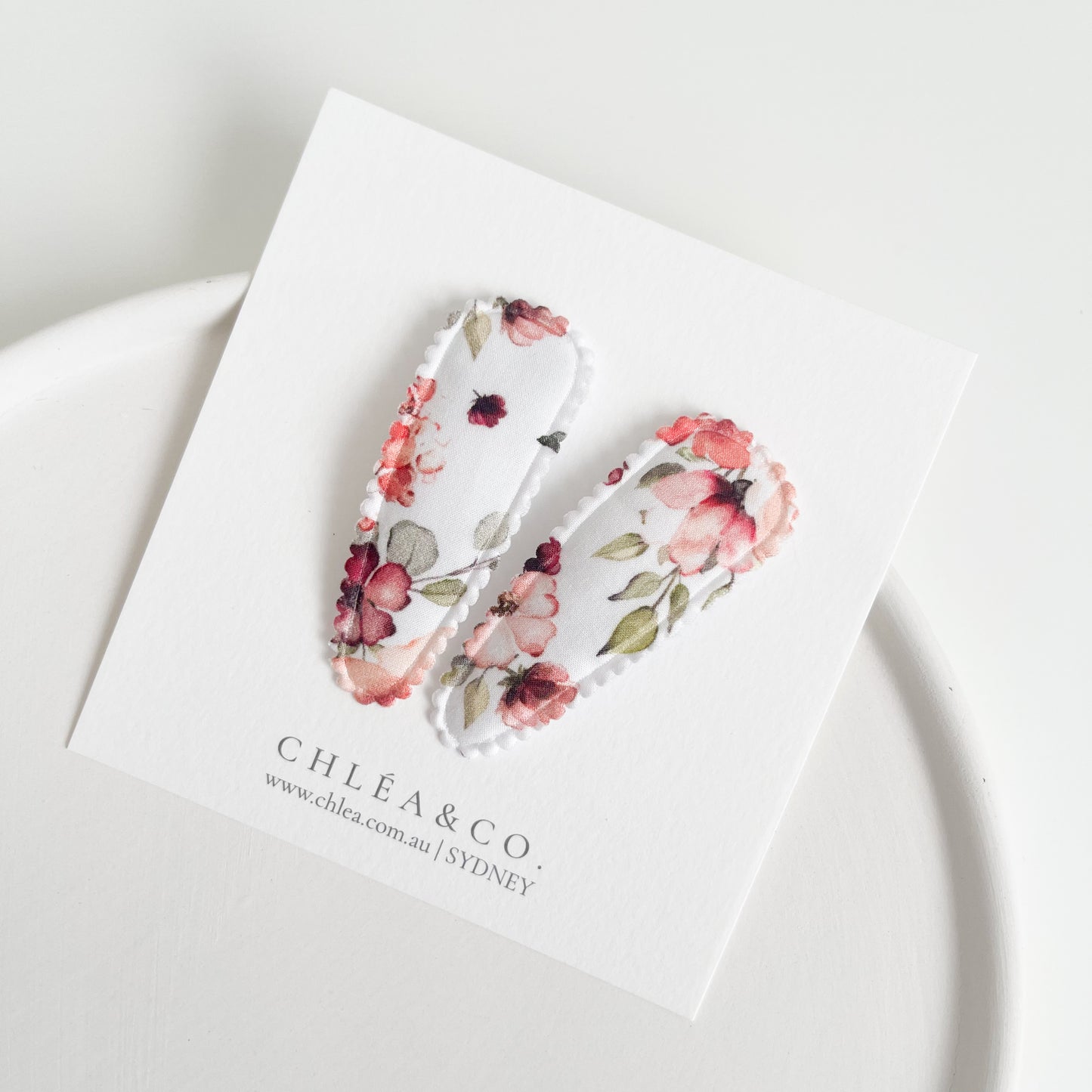 Roseberry Fabric Covered Snap Clip