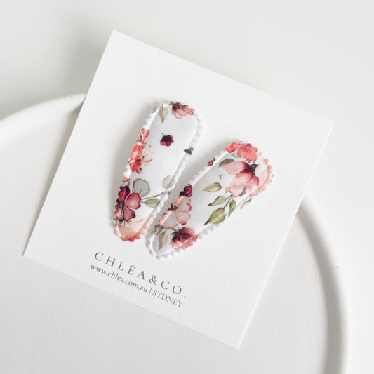 Roseberry Fabric Covered Snap Clip