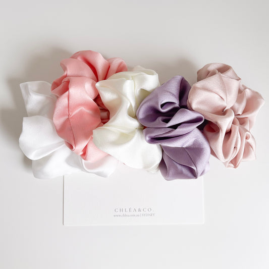 Set of 5 Small Satin Scrunchies | Sweetheart