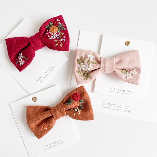 Marylene | Embroidered Floral Hair Bow
