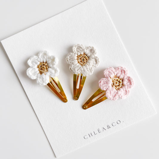 Set of 2 Cherry Blossom Crochet Clips
