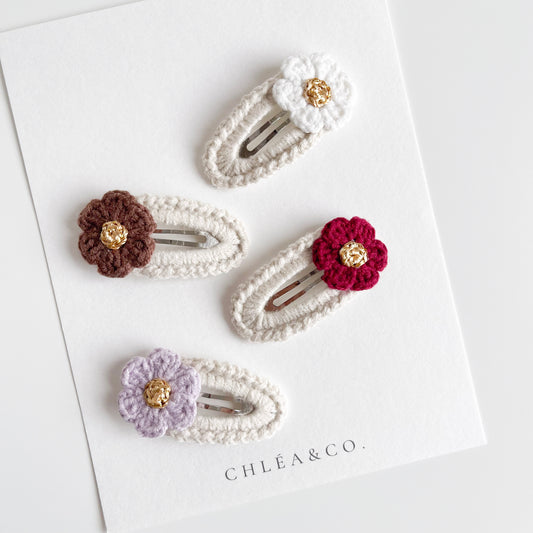 Set of 2 Vintage Cherry Blossom Crochet Clip