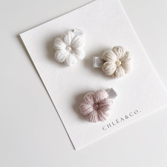 Set of 3 Periwinkle Crochet Clips