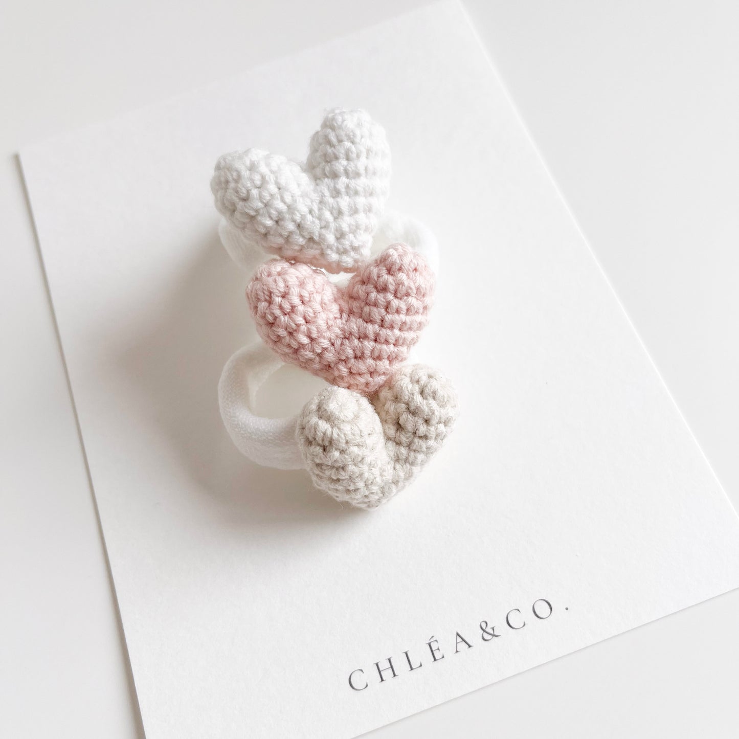 Set of 3 Heart Crochet Bobbles