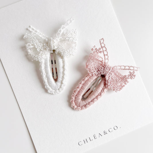 Bethany Lace Bow Crochet Clip