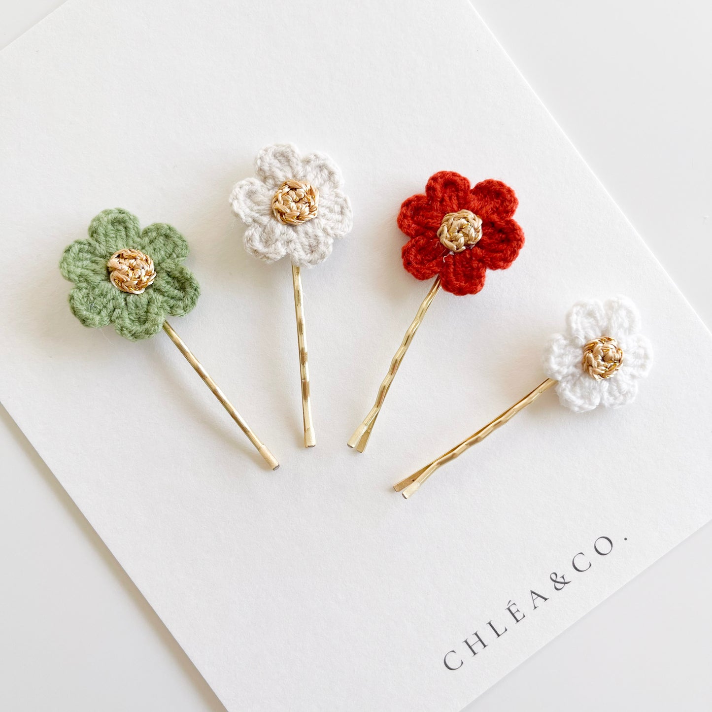 Set of 4 Clips Crochet Cherry Blossom