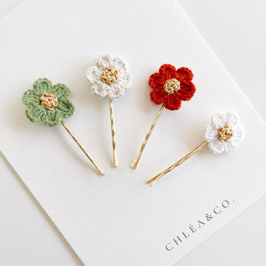 Set of 4 Clips Crochet Cherry Blossom
