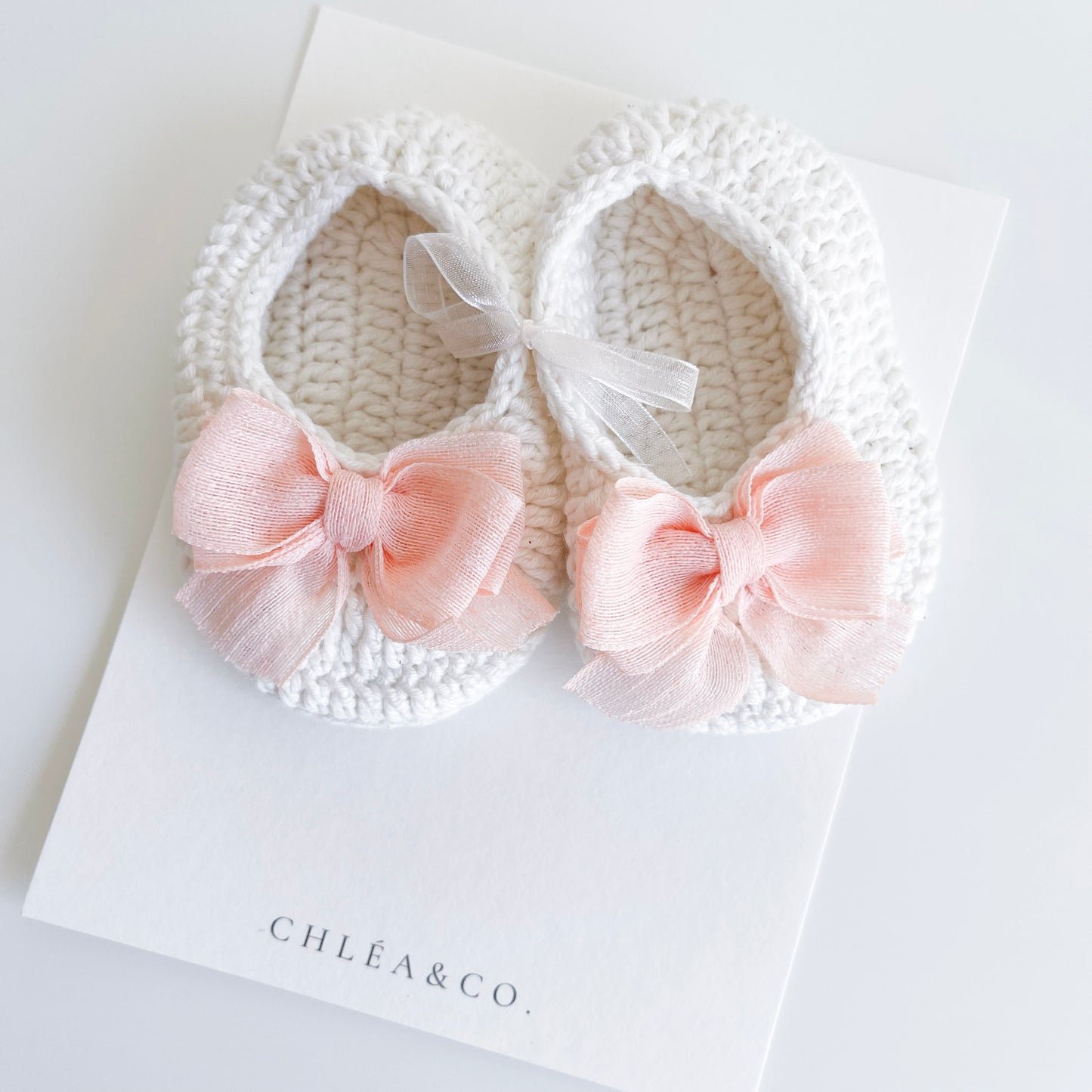 Ballerina Bow Crochet Baby Shoes