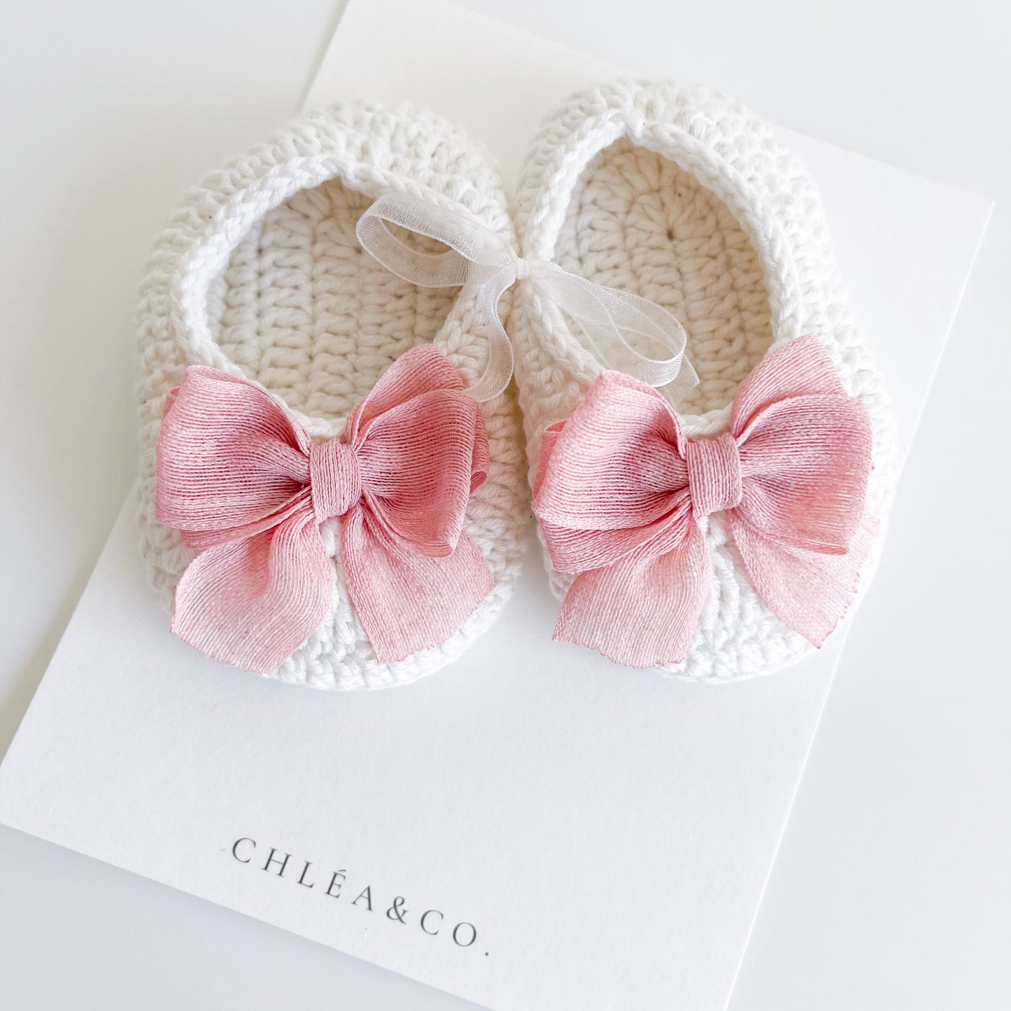 Ballerina Bow Crochet Baby Shoes