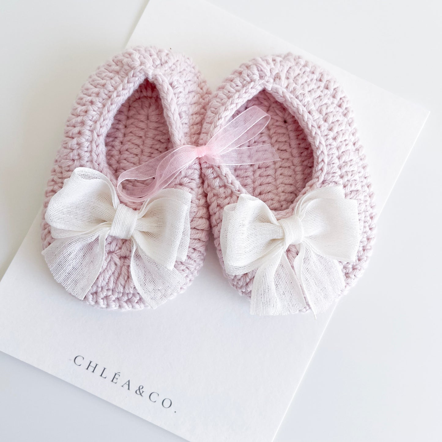 Ballerina Bow Crochet Baby Shoes