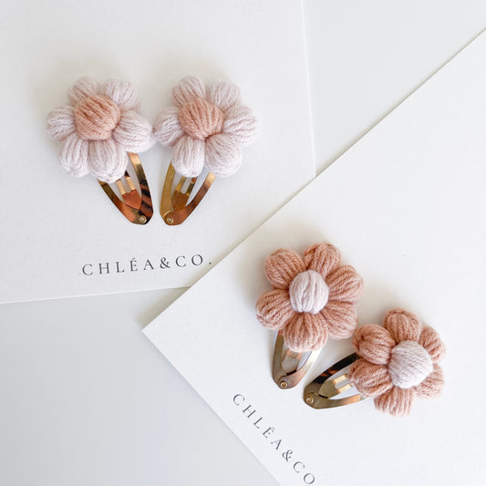 Set of 2 Daisy Vintage Crochet Clips