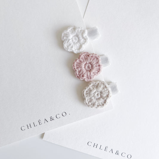 Set of 3 Mini Clips Primrose Pastel Bloom
