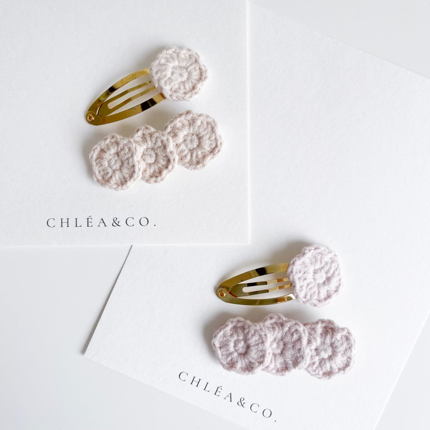 Set of 2 Clips Crochet Primrose