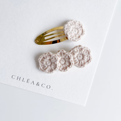 Set of 2 Clips Crochet Primrose