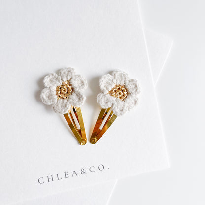 Set of 2 Cherry Blossom Crochet Clips