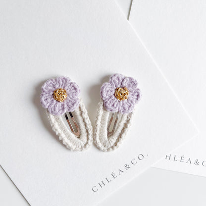 Set of 2 Vintage Cherry Blossom Crochet Clip