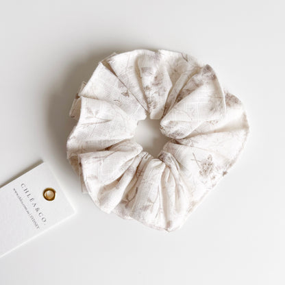 Grey Wildflower Scrunchies