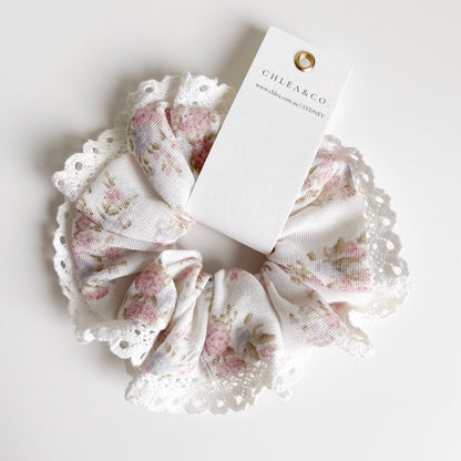 Pink Cottage Floral Scrunchies