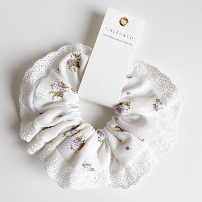 Purple Ditsy Floral Scrunchies