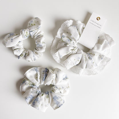 Blue Ditsy Floral Scrunchies