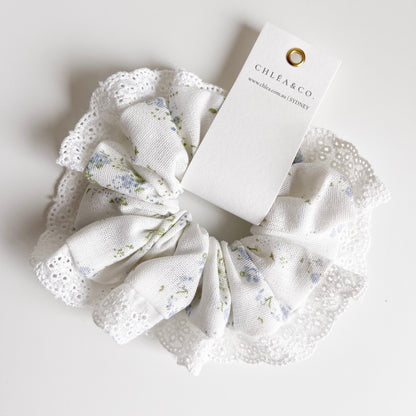 Blue Ditsy Floral Scrunchies