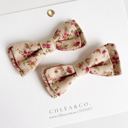 Vintage Rose Pigtail Bow Set