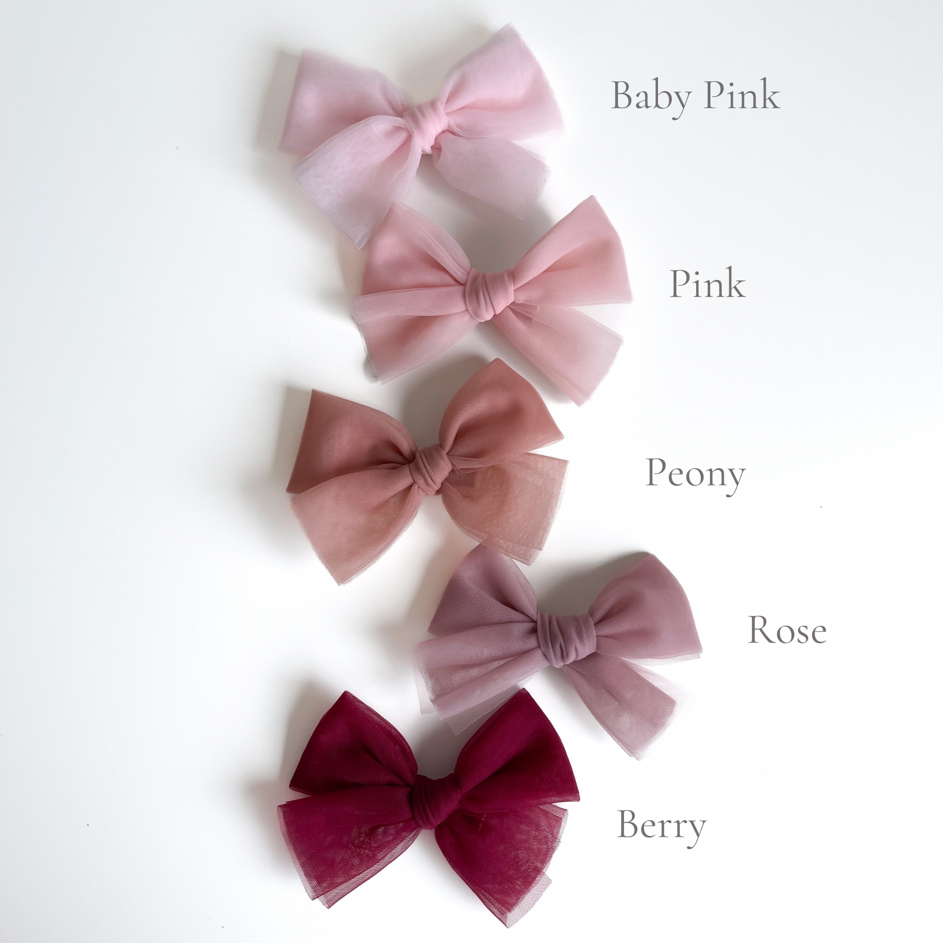 Tulle hair bow clip available in 23 colours. Beautiful hair bow for everyday wear and special occasions such as wedding, flower girl, baptism, christening, birthday outfit and photoshoot.