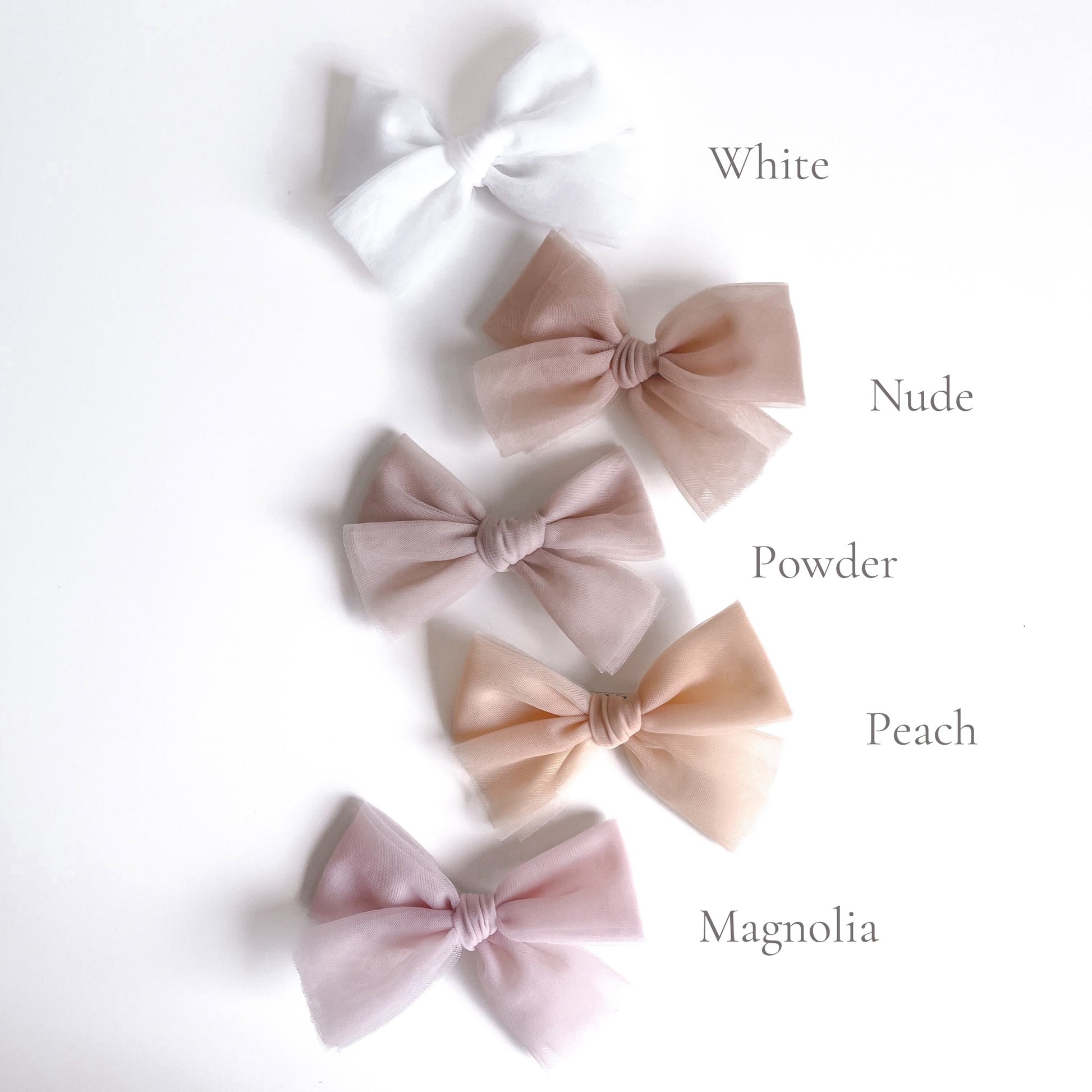 Tulle hair bow clip available in 23 colours. Beautiful hair bow for everyday wear and special occasions such as wedding, flower girl, baptism, christening, birthday outfit and photoshoot.