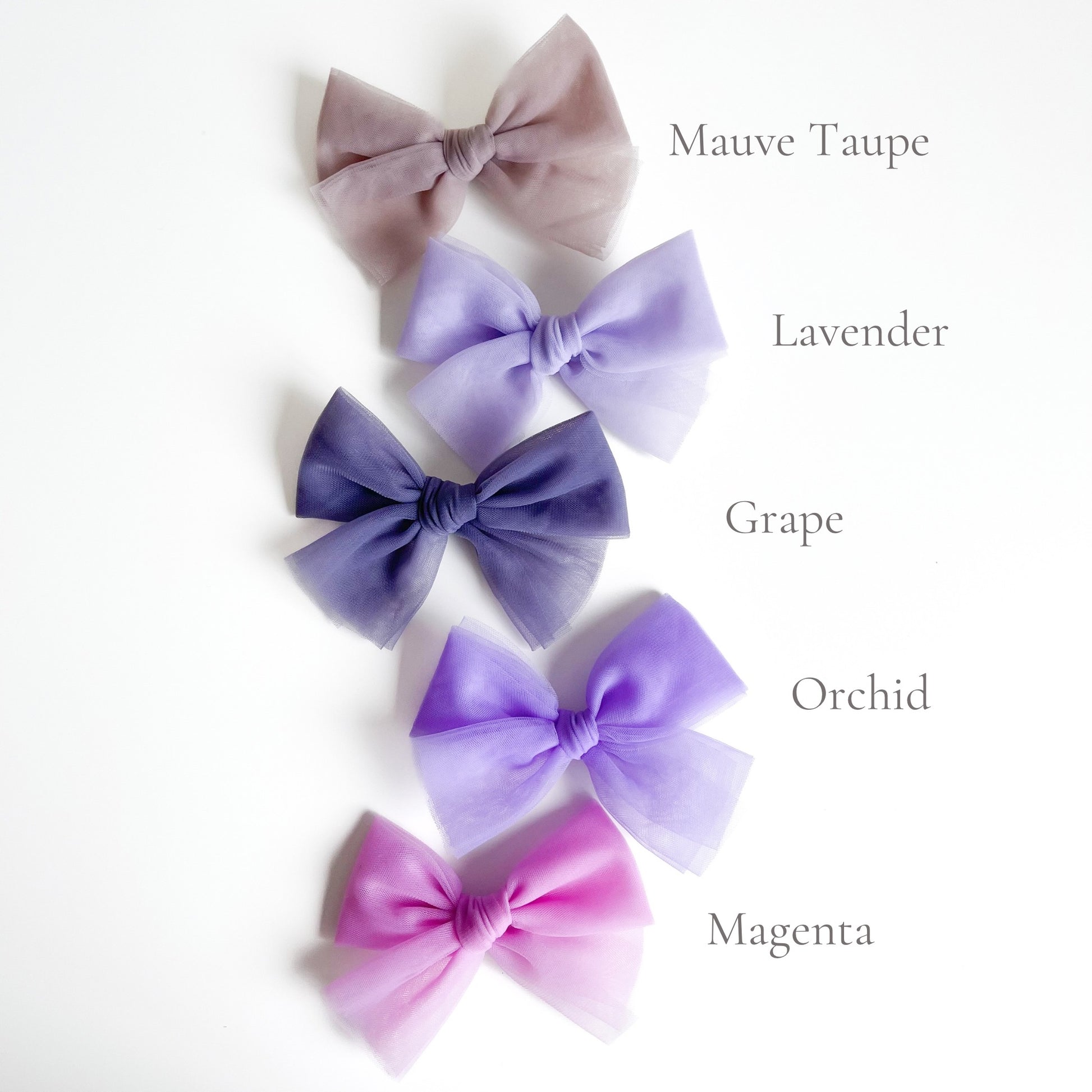 Tulle hair bow clip available in 23 colours. Beautiful hair bow for everyday wear and special occasions such as wedding, flower girl, baptism, christening, birthday outfit and photoshoot.