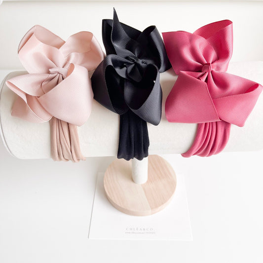 Amandine | Set of 3 Ribbon Bow Headbands - Chléa & Co.