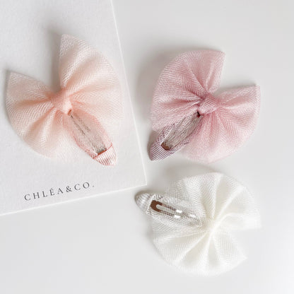 Aurora Tulle Bow Snap Clip - Chléa & Co.