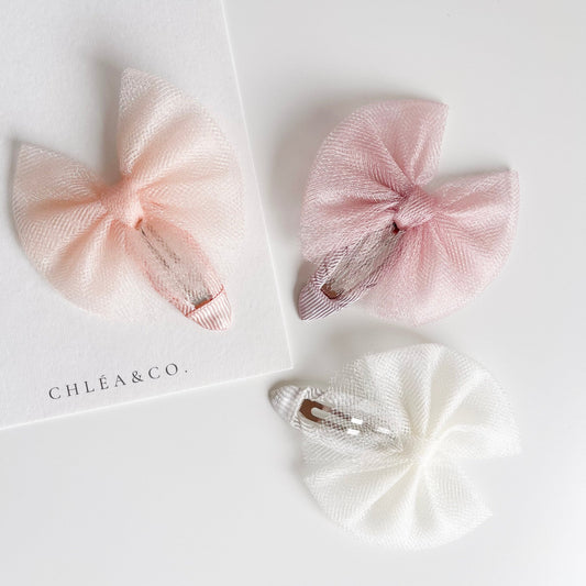 Aurora Tulle Bow Snap Clip - Chléa & Co.