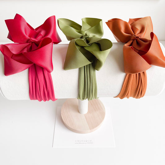 Autumn Lane | Set of 3 Ribbon Bow Headbands - Chléa & Co.