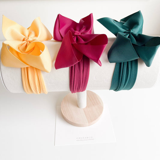 Betty Bloom | Set of 3 Ribbon Bow Headbands - Chléa & Co.