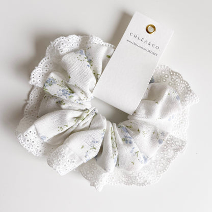 Blue Ditsy Floral Scrunchies - Chléa & Co.