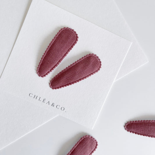 Chestnut Fabric Covered Snap Clip - Chléa & Co.