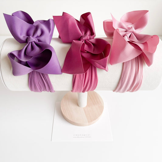 Cielle Rose | Set of 3 Ribbon Bow Headbands - Chléa & Co.