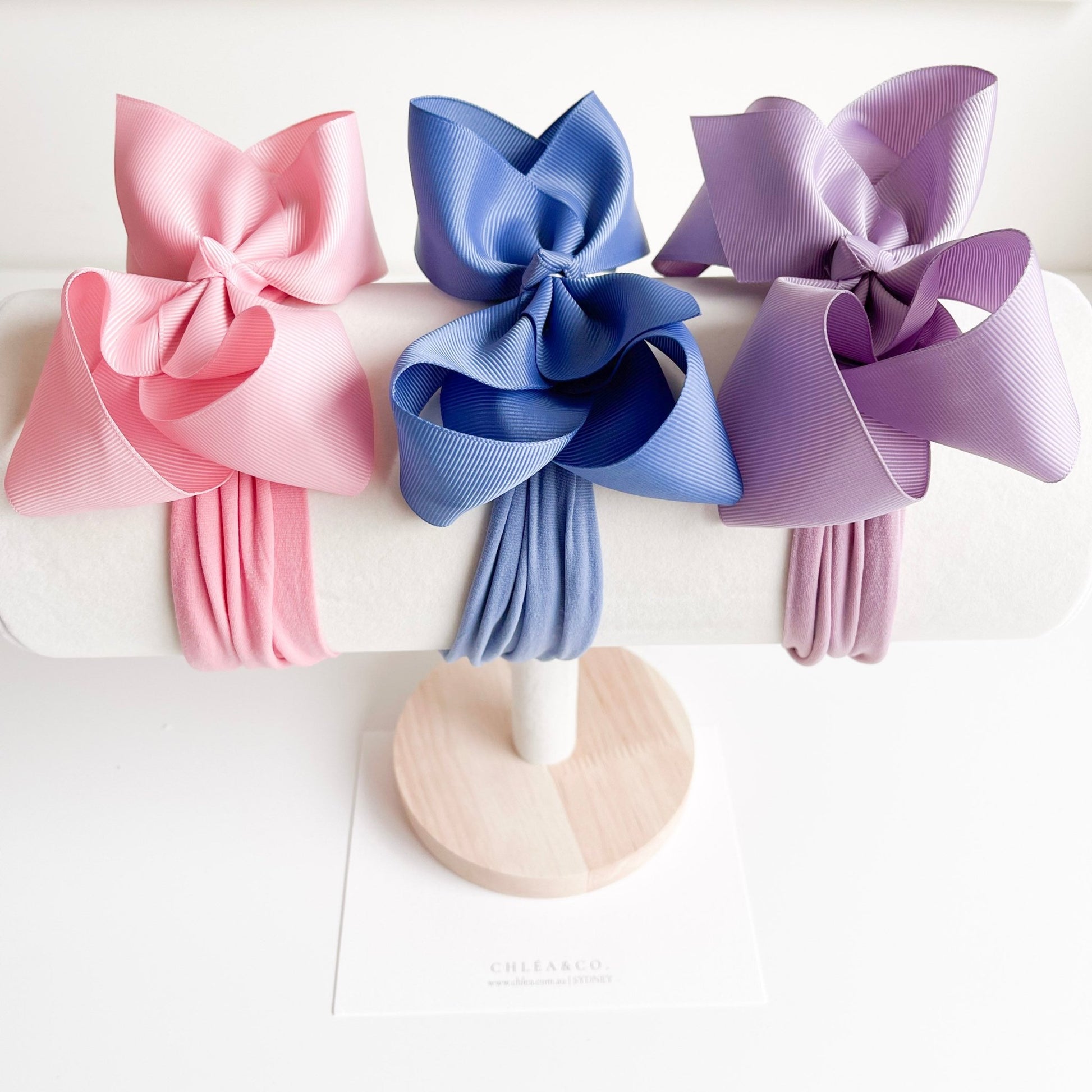 Eleanor Lilac | Set of 3 Ribbon Bow Headbands - Chléa & Co.