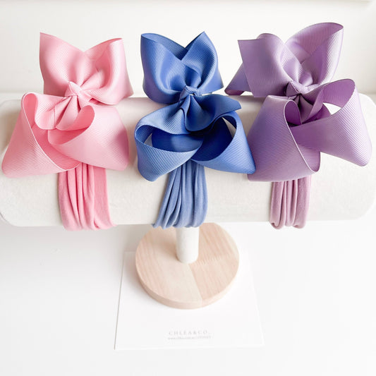 Eleanor Lilac | Set of 3 Ribbon Bow Headbands - Chléa & Co.