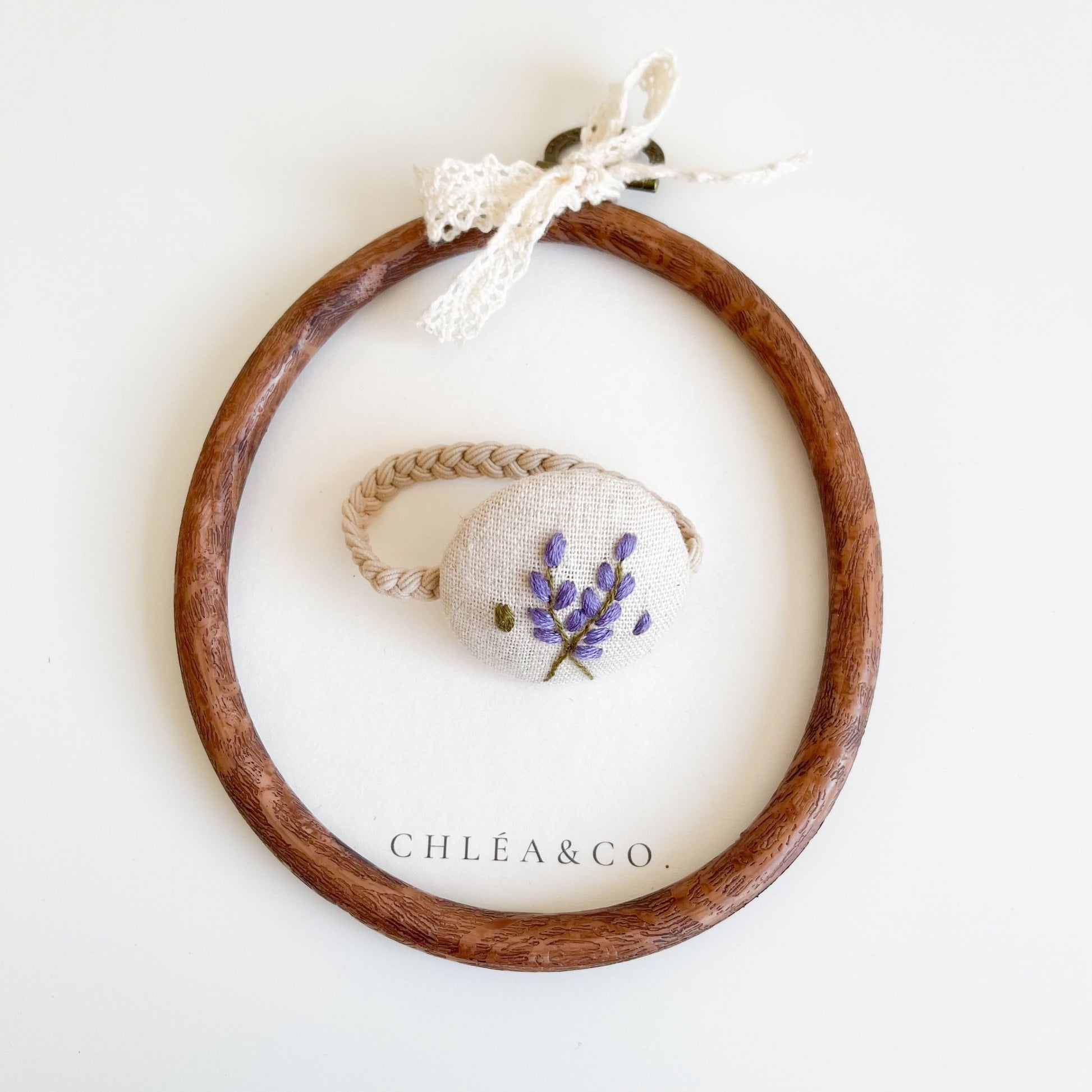Embroidered Hair Ties | Lavender - Chléa & Co.