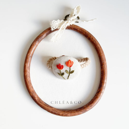 Embroidered Hair Ties | Tulip - Chléa & Co.