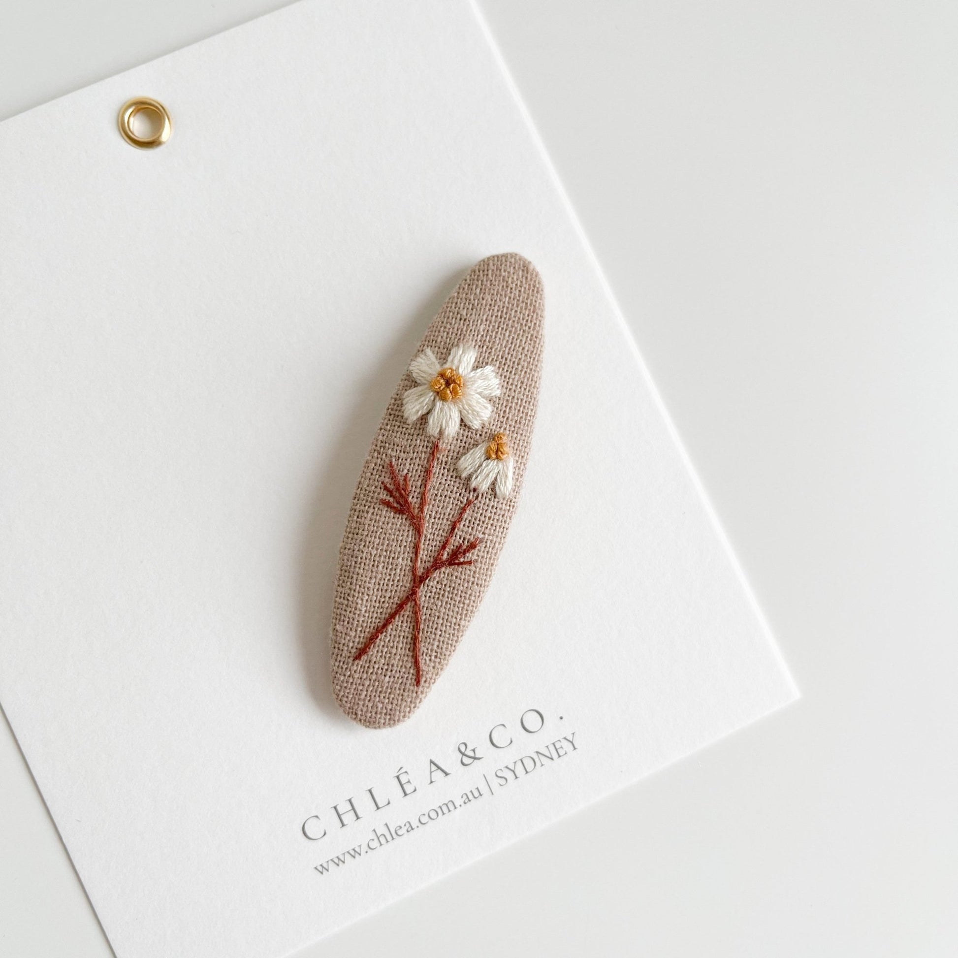 Floral Embroidered Hair Clip - Chléa & Co.