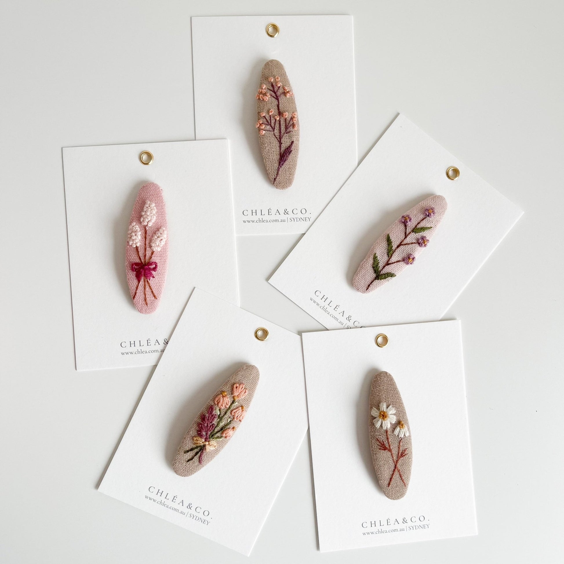 Floral Embroidered Hair Clip - Chléa & Co.