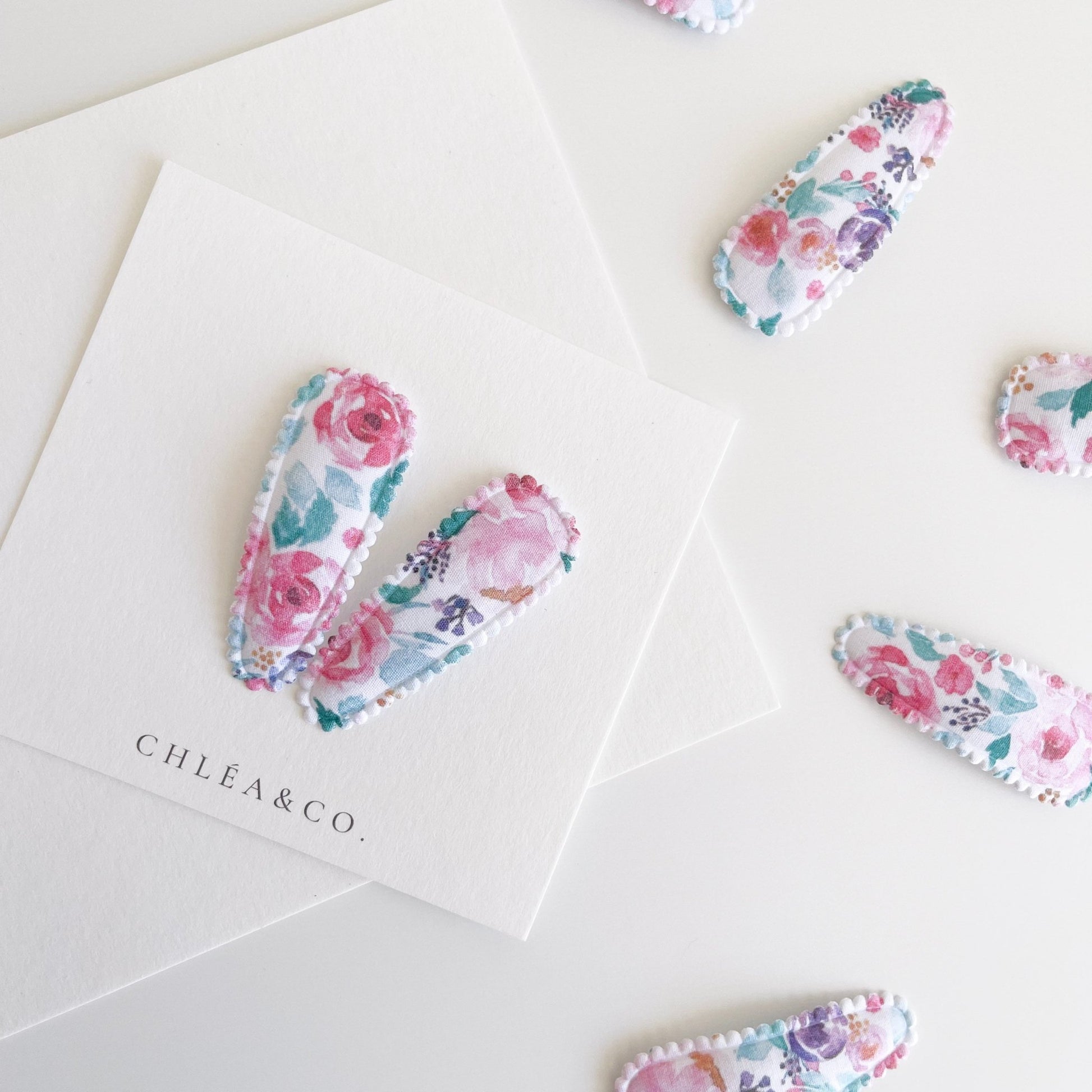 Florentina Fabric Covered Snap Clip - Chléa & Co.