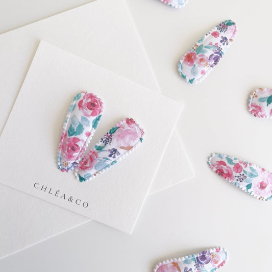 Florentina Fabric Covered Snap Clip - Chléa & Co.