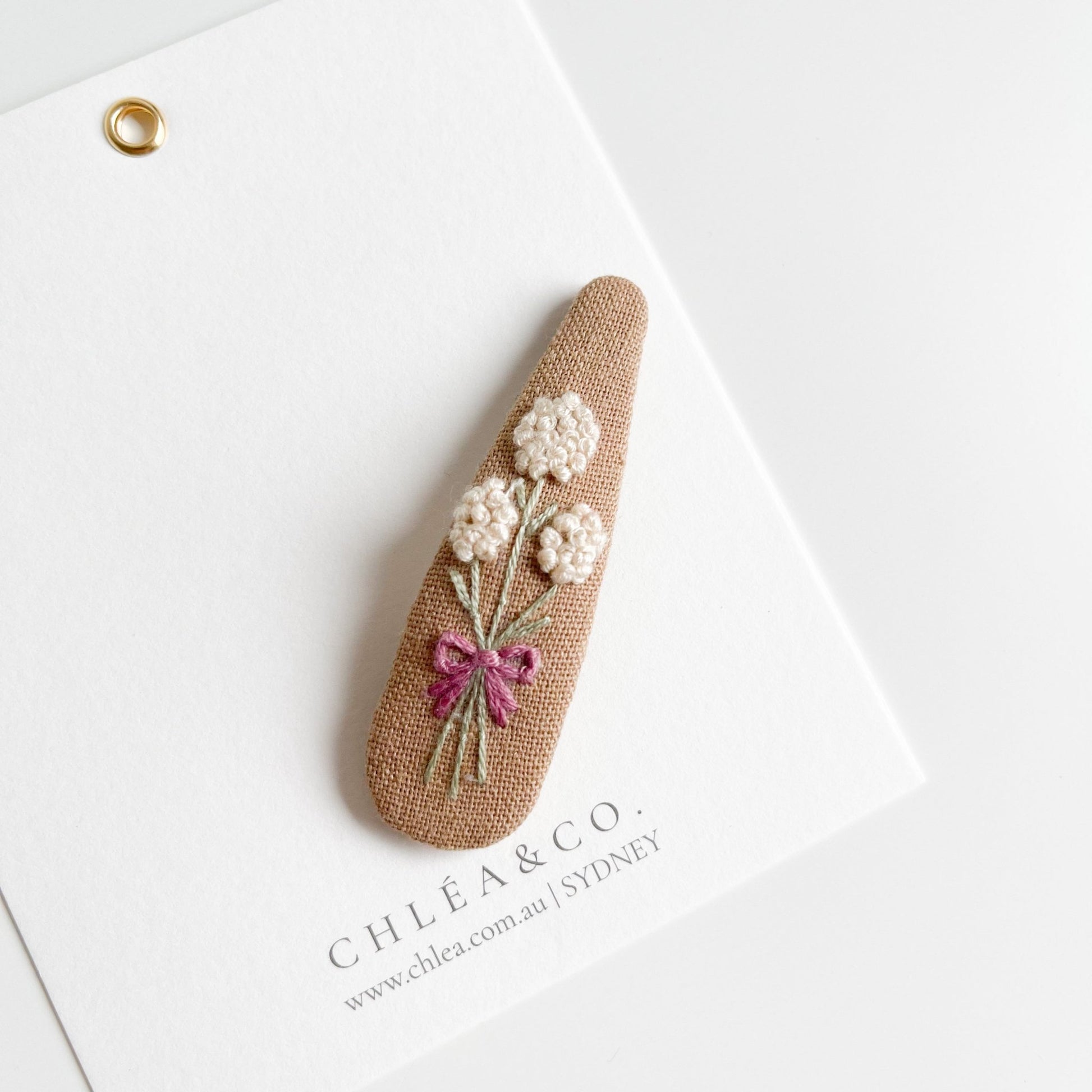 Flower Embroidered Hair Clip - Chléa & Co.